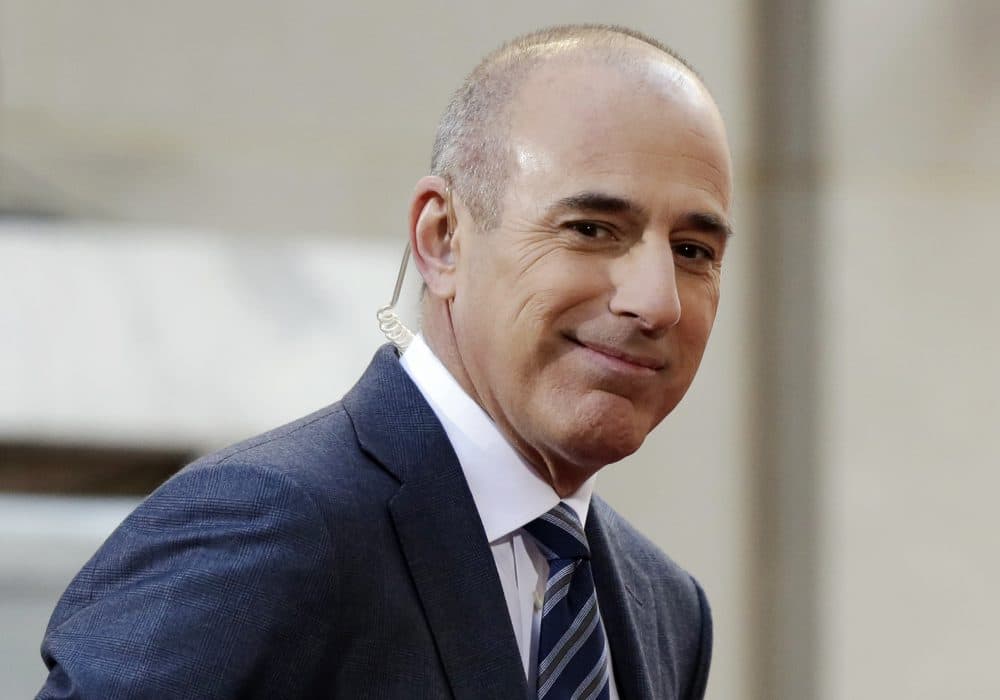 FILE - In this April 21, 2016, file photo, Matt Lauer, co-host of the NBC "Today" television program, appears on set in Rockefeller Plaza, in New York. NBC News announced Wednesday, Nov. 29, 2017, that Lauer was fired for "inappropriate sexual behavior." (Richard Drew/AP)