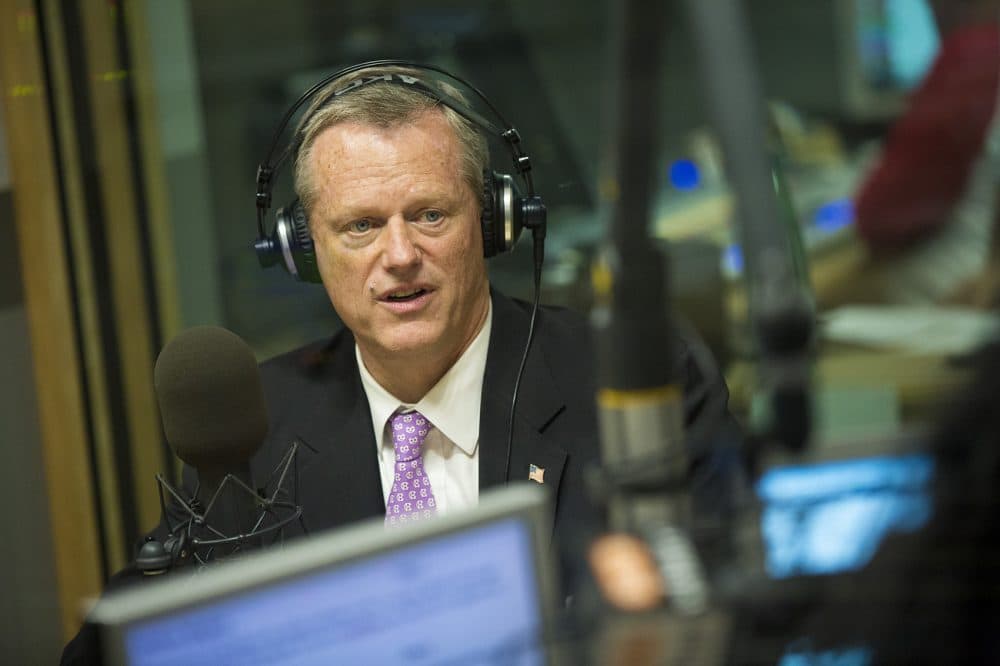 Gov. Charlie Baker in the WBUR studio on June 8, 2018 (Jesse Costa/WBUR)