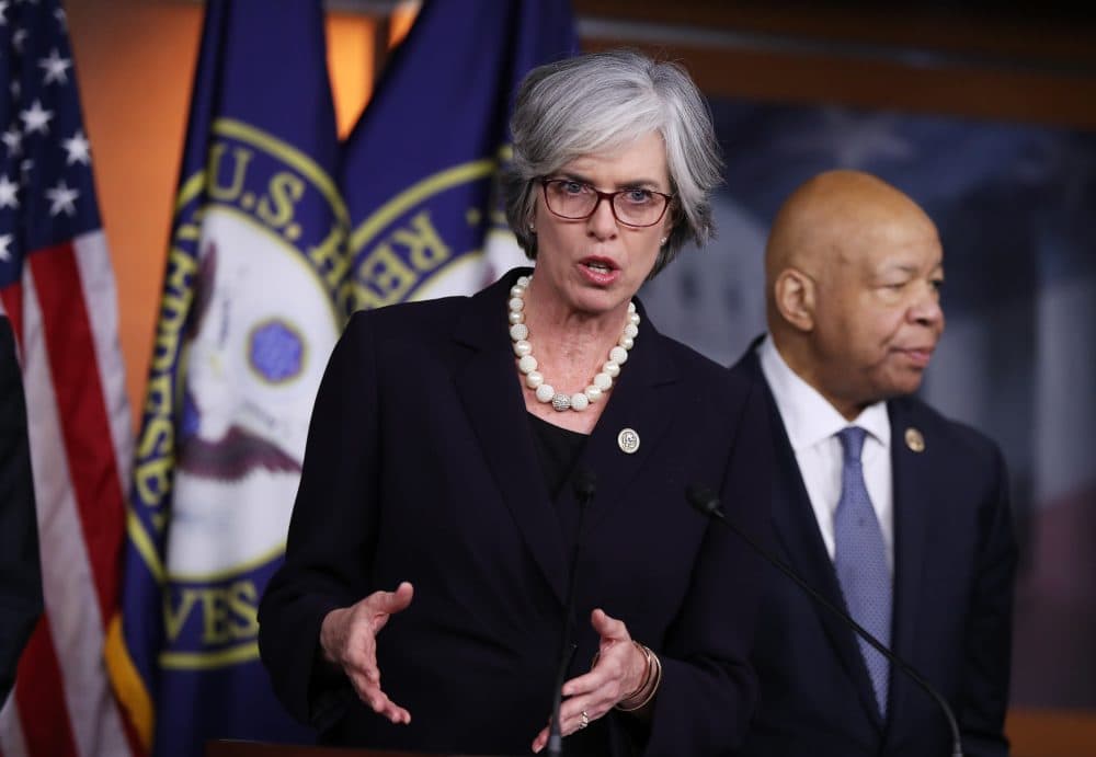 Rep. Katherine Clark speaks during a news conference on Capitol Hill on Jan. 12, 2017. (Manuel Balce Ceneta/AP)