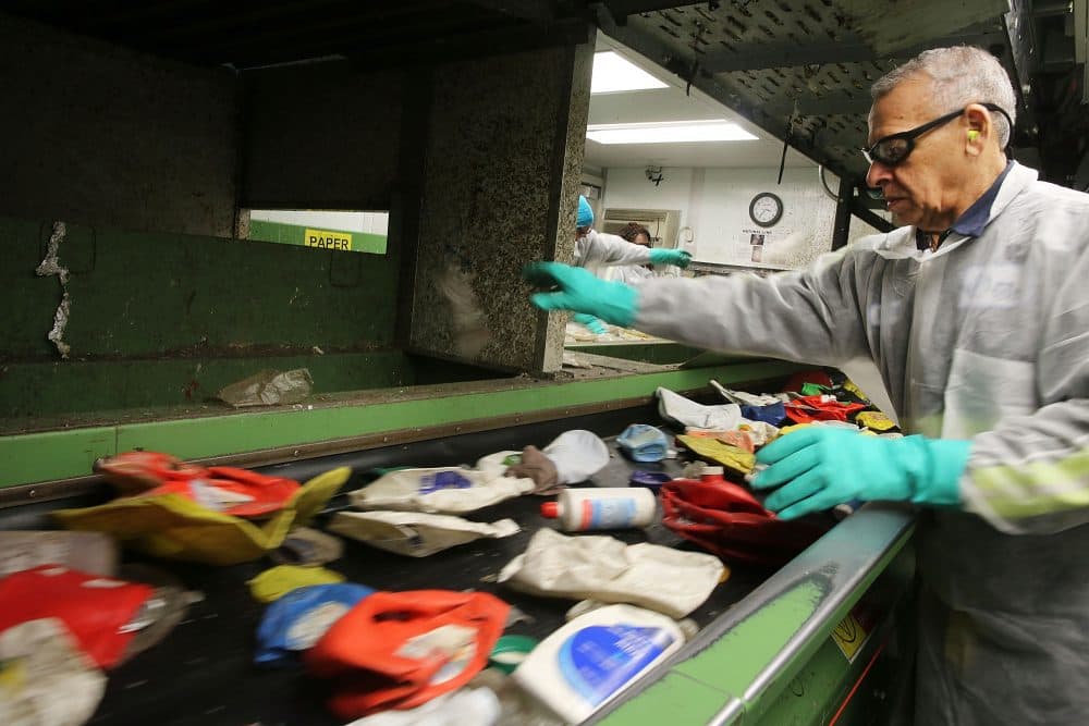 Recycling is sorted at a municipal recycling facility in New York City. (Spencer Platt/Getty Images)
