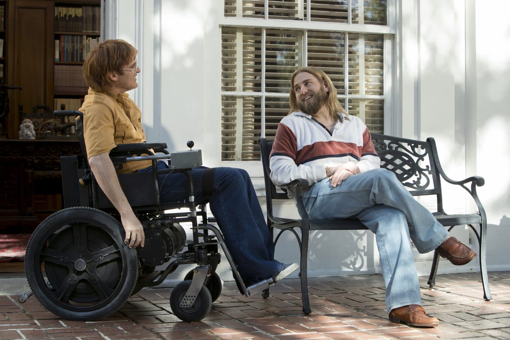 Joaquin Phoenix as John Callahan and Jonah Hill as Donnie star in "Don't Worry, He Won't Get Far on Foot." (Courtesy Scott Patrick Green/Amazon Studios)