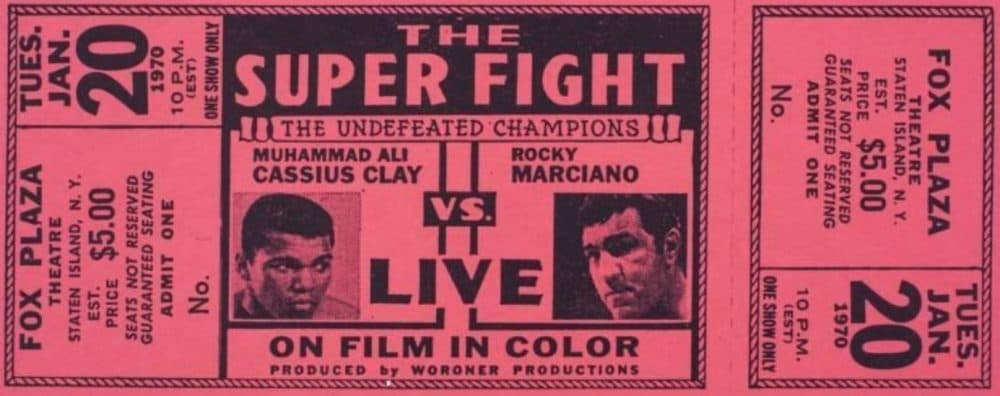 In 1970, moviegoers could watch Muhammad Ali and Rocky Marciano square off in the ring..."live." Sort of (ToonIsALoon/Wikimedia Commons)