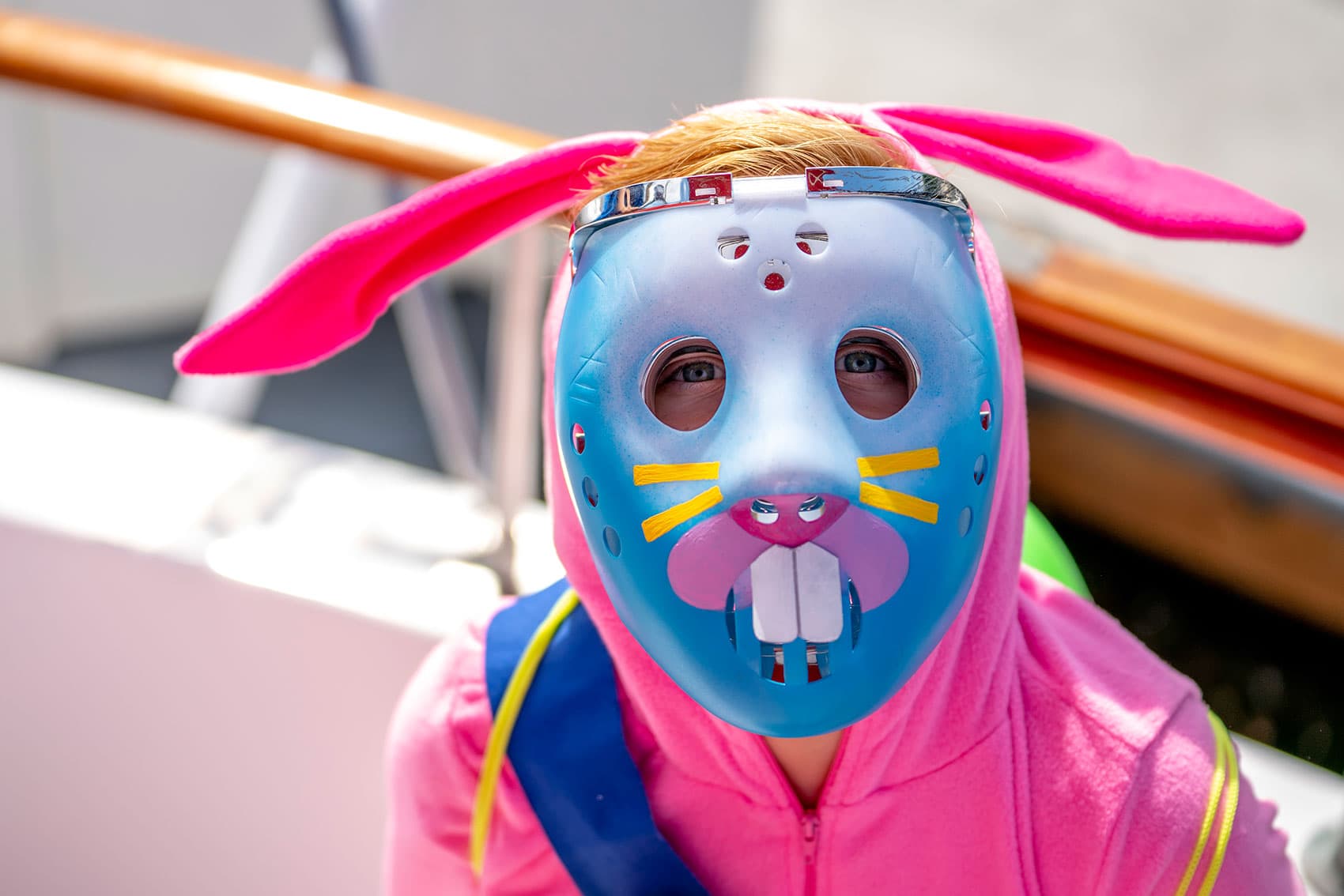 blake opstad from san diego dresses as rabbit raider from fortnite on - bug fortnite son