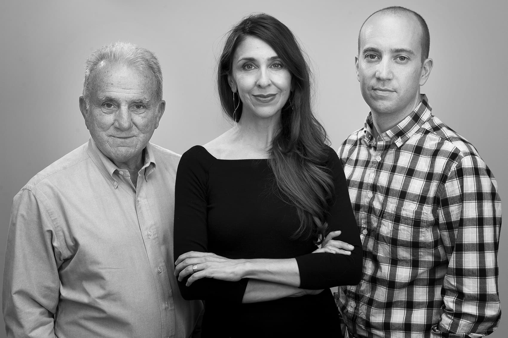 Stephen Kurkjian, Kelly Horan and Jack Rodolico. (Jesse Costa/WBUR)