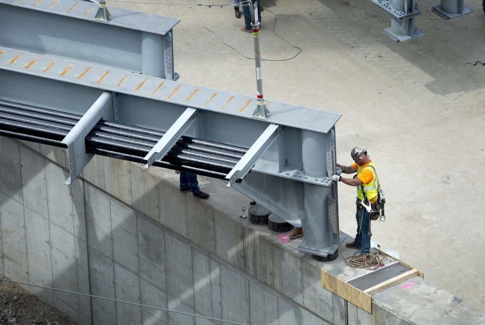 A construction worker (Robin Lubbock/WBUR)