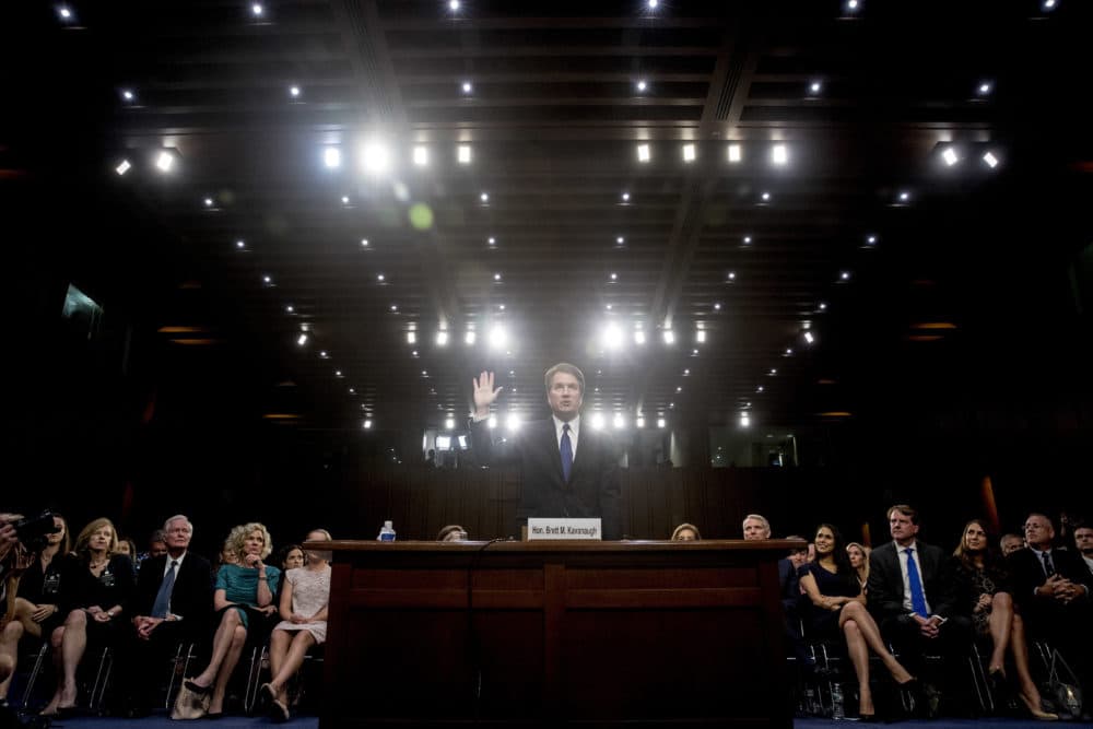 President Donald Trump's Supreme Court nominee Brett Kavanaugh is sworn in before the Senate Judiciary Committee on Capitol Hill in Washington, Tuesday, Sept. 4, 2018, to begin his testimony in his confirmation hearing to replace retired Justice Anthony Kennedy. (Andrew Harnik/AP)