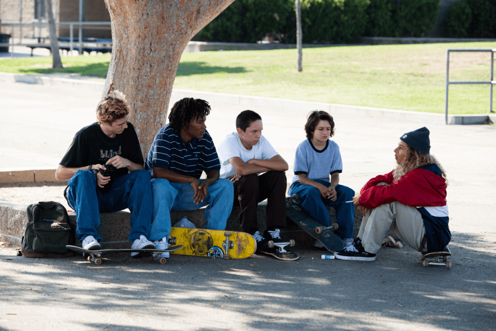 Sunny Suljic, Na-kel Smith, Olan Prenatt, Gio Galicia and Ryder McLaughlin in "Mid90s." (Courtesy Tobin Yelland)