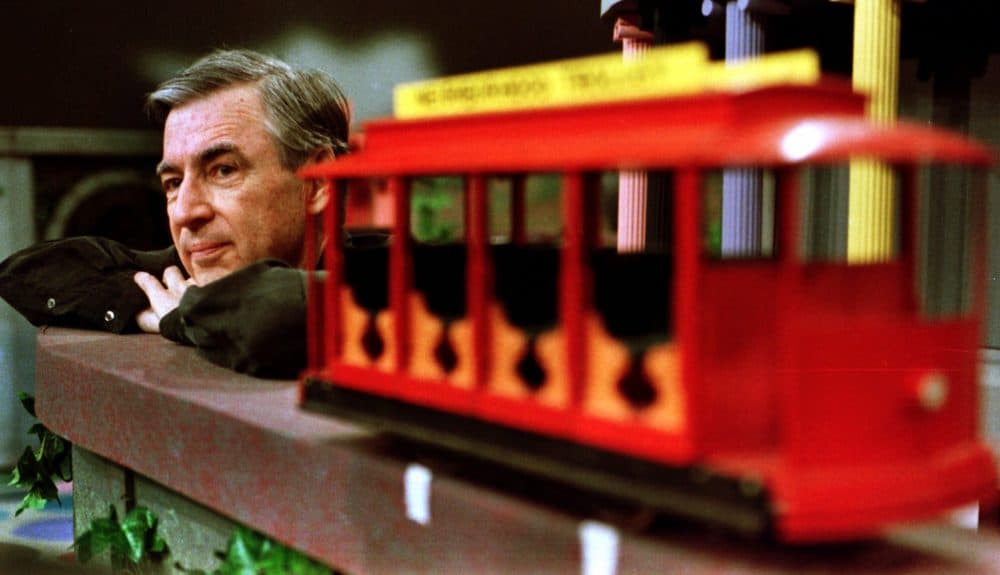 Fred Rogers pauses during a May 27, 1993 taping of his show &quot;Mister Rogers' Neighborhood,&quot; in Pittsburgh. (Gene J. Puskar/AP)