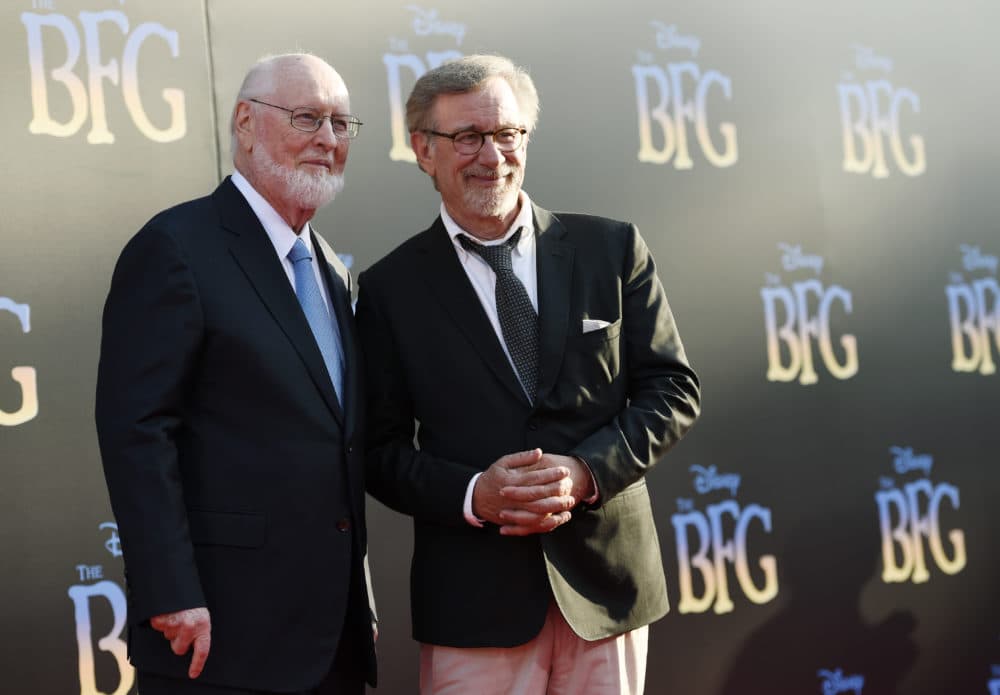 Director Steven Spielberg poses with composer John Williams at the premiere of "The BFG" at the El Capitan Theatre on June 21, 2016, in Los Angeles. (Chris Pizzello/Invision/AP)
