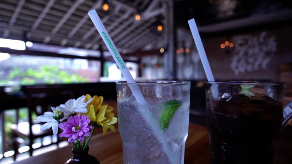 Avani Eco "I Am Not Plastic" straws are widely used at restaurants and bars in Bali. (Courtesy of Niall Macaulay)
