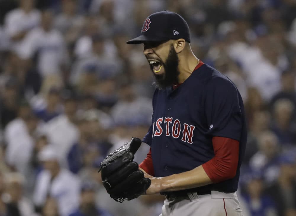 David Price reacts after the third inning in Game 5 of the World Series on Sunday. (David J. Phillip/AP)