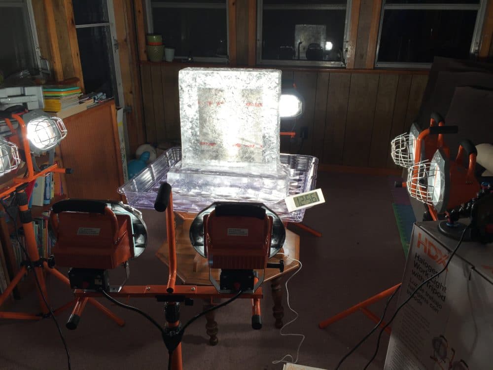 Part of the ice block used in Teresita Cochran's "Boston 2070." (Courtesy of the artist)