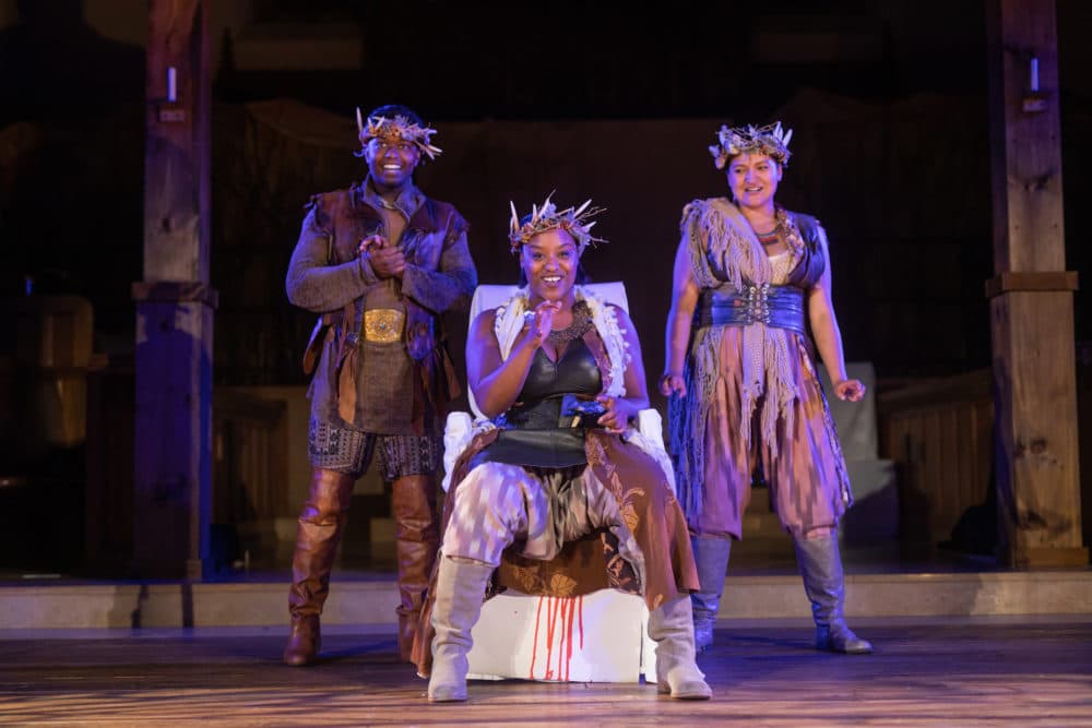 Trinidad Ramkissoon, Jade Guerra and Alex Casillas in "Macbeth." (Courtesy Actors' Shakespeare Project)