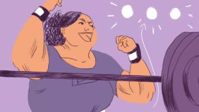 A panel from "Powerlifting Doesn't Care What I Look Like," by Colleen Tighe. (Courtesy) 