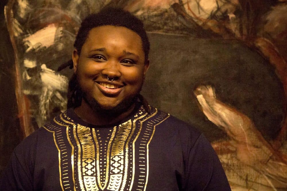 Eziah Blake has recorded his first mixtape, as part of his residency with The Theater Offensive. (Arielle Gray/WBUR)