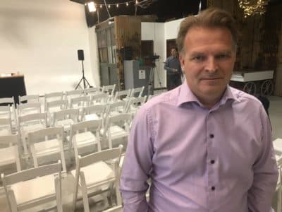 Erik Heim, of Nordic Aquafarms. (Fred Bever/Maine Public Radio0
