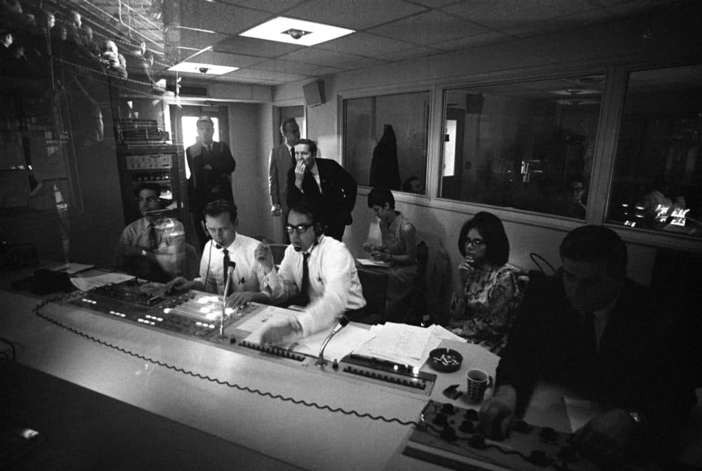 Roger Ailes directing the "Man in the Arena" during the Nixon campaign in 1968 in "Divide And Conquer: The Story of Roger Ailes," a Magnolia Pictures release. (Courtesy of The Richard Nixon Presidential Library and Museum and Magnolia Pictures)