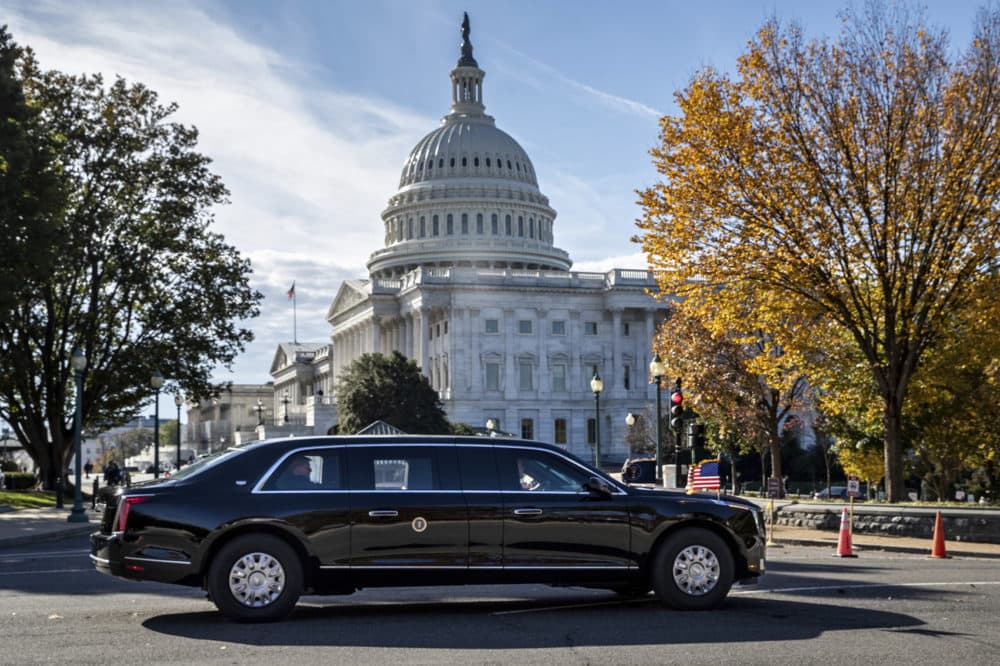 President Donald Trump's motorcade leaves Capitol Hill after a ceremony for new Associate Justice Brett Kavanaugh at the Supreme Court, in Washington, Thursday, Nov. 8, 2018. (J. Scott Applewhite/AP)