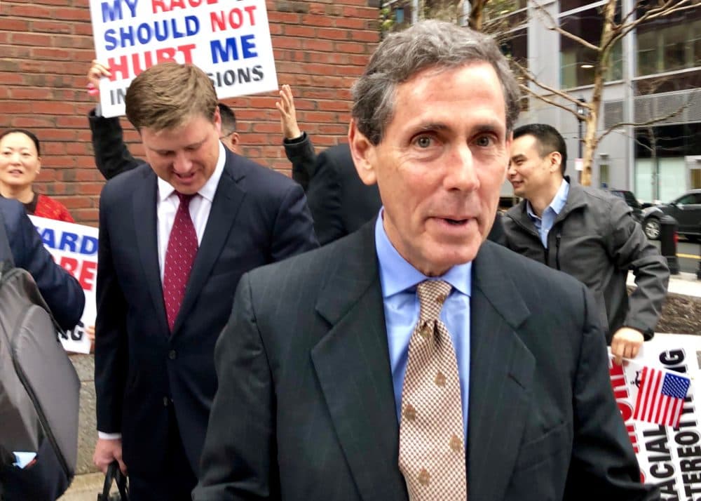 Edward Blum, who put together the suit against Harvard, outside Boston's Moakley Courthouse on Nov. 2. (Max Larkin/WBUR)