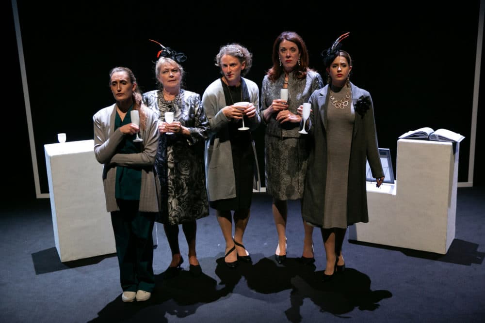 Siobhan Carroll, Karen MacDonald, Ryan Winkles, Maureen Keiller, and Sarah Mass in "Here We Go" (Courtesy Evgenia Eliseeva)
