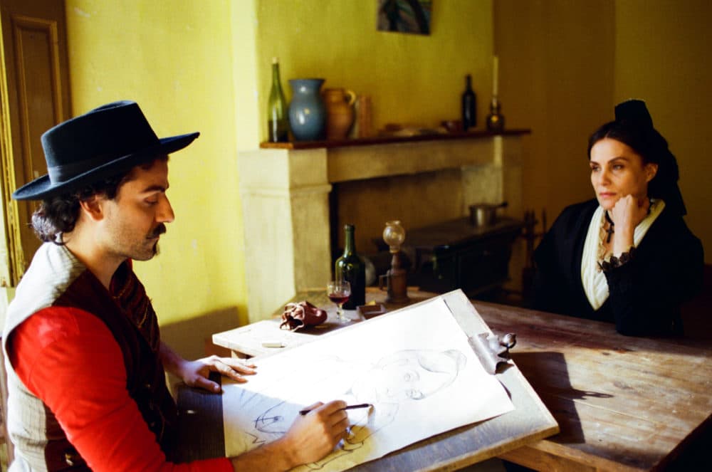 Oscar Isaac as Paul Gauguin and Emmanuelle Seigner as Madame Ginoux in "At Eternity's Gate." (Courtesy Lily Gavin)
