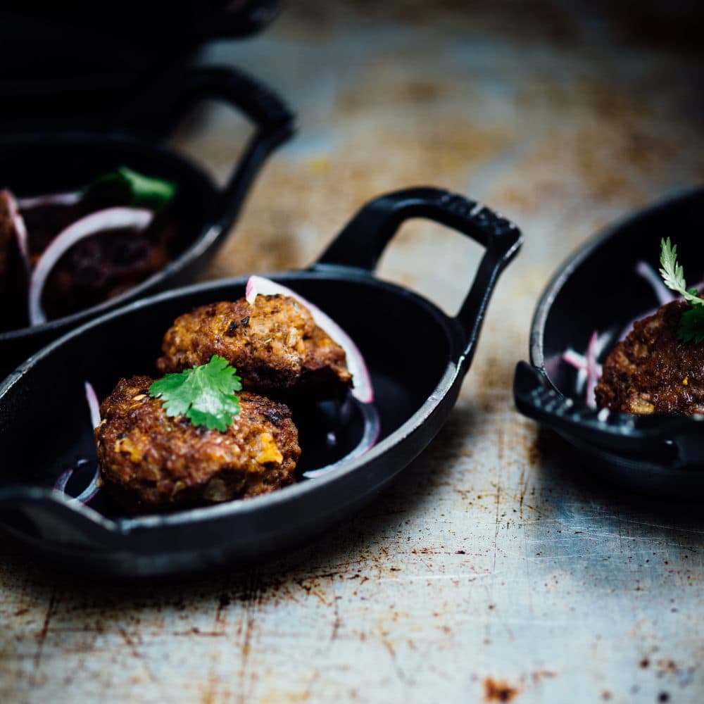 Nik Sharma's spiced beef kebabs, from "Season: Big Flavors, Beautiful Food." (Courtesy)
