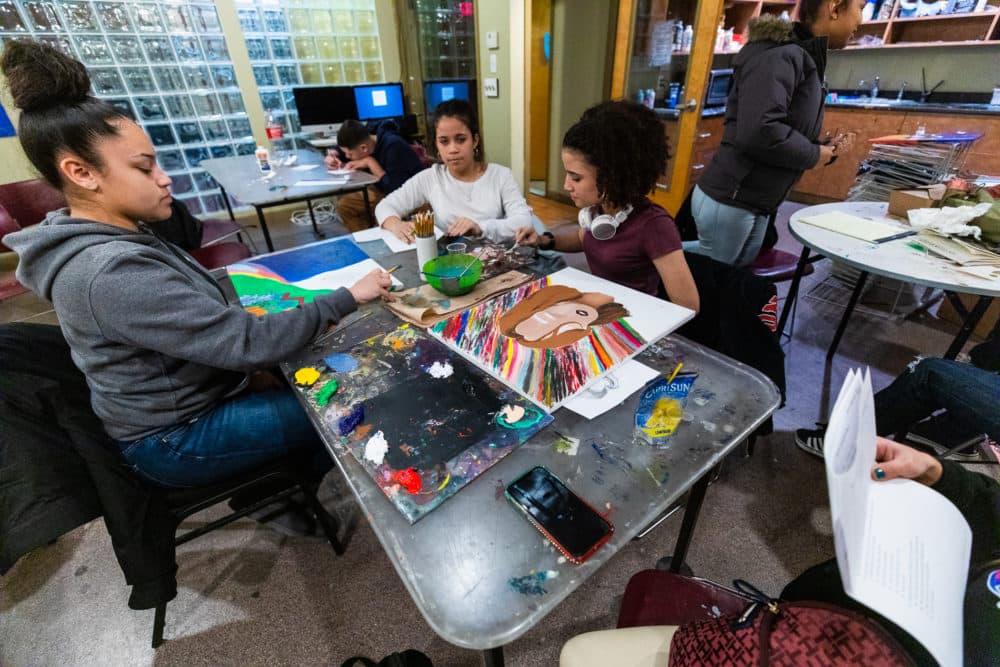 Aby Rivera-Ortiz sits with other teens at the Villa Victoria Center for the Arts. (Courtesy Robert Torres)