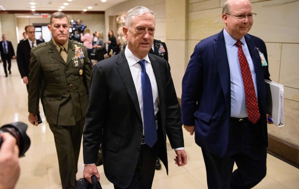 Defense Secretary Jim Mattis arrives to brief House members on Yemen Saudi Arabia and the murder of Saudi critic Jamal Khashoggi at the Capitol in Washington D.C. on Dec. 13 2018