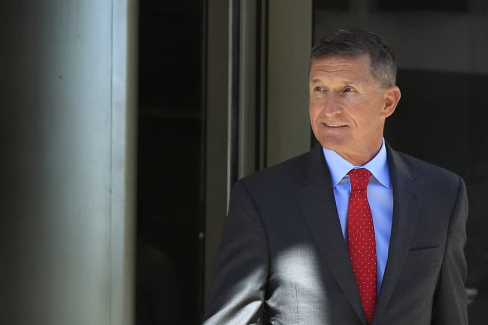 Former Trump national security adviser Michael Flynn leaves the federal courthouse in Washington, following a status hearing, July 10, 2018. (Manuel Balce Ceneta, File/AP)