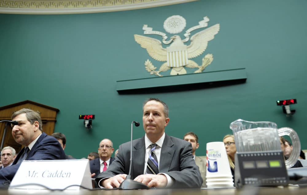 New England Compounding Center President, co-owner, and Director of Pharmacy Barry Cadden arrives on Capitol Hill in Washington, Wednesday, Nov. 14, 2012. (Susan Walsh/AP)