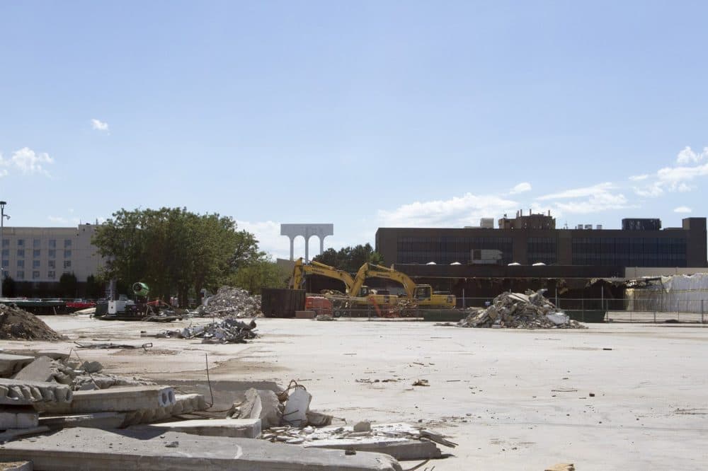 Seen here in 2016, the site of the former Bayside Expo Center, on Columbia Point, is among the city of Boston's "Opportunity Zones." (Joe Difazio for WBUR)