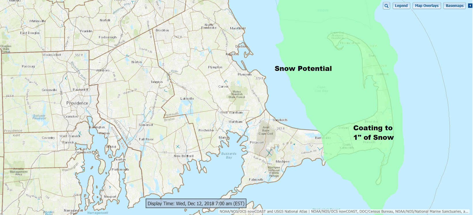 Snow showers Wednesday through the evening could leave a coating to inch of snow. (Dave Epstein/WBUR)