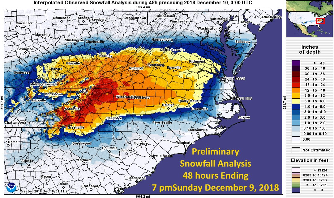 A major winter storm dumped nearly two feet of snow in part of the southeast. (Courtesy NOAA)