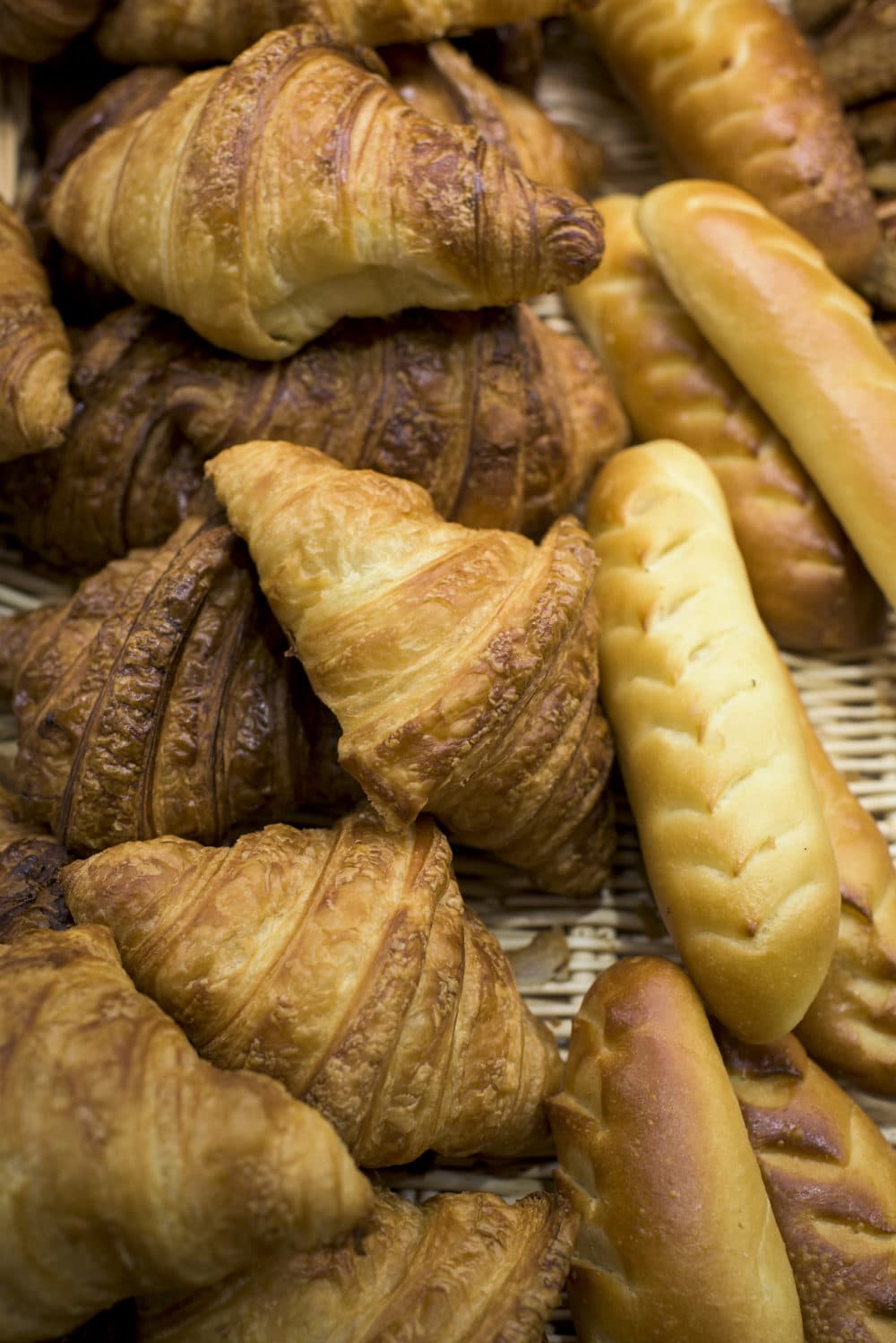 Croissants and other pastries are seen at Laurent Duchêne Boutique Paris 13ème on Nov. 12, 2018 in Paris. (Pete Kiehart for Here & Now)