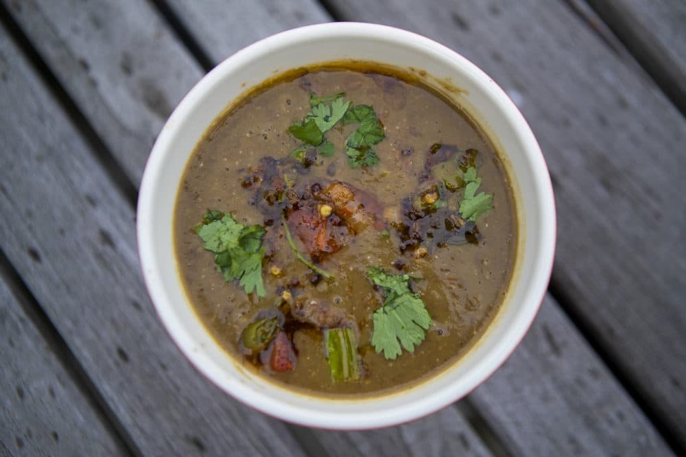 Indian spicy mulligatawny soup.  (Jesse Costa / WBUR)