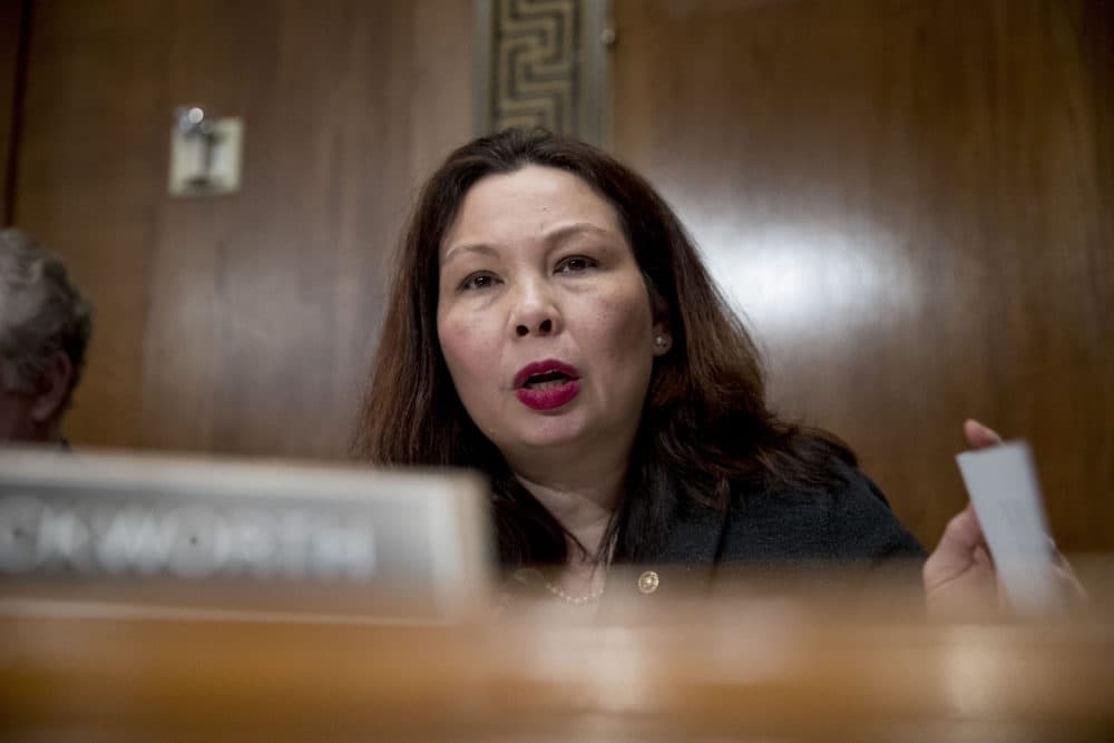 Sen. Tammy Duckworth, D-Ill., questions Andrew Wheeler as he testifies at a Senate Environment and Public Works Committee hearing to be the administrator of the Environmental Protection Agency, on Capitol Hill in Washington, Wednesday, Jan. 16, 2019. (Andrew Harnik/AP)