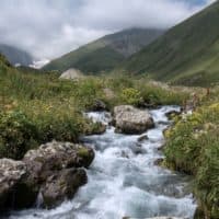 A picture taken on August 13, 2017 shows a stream in the Chiukhi Massif in the Caucasus Mountains in Georgia on August 13, 2017 near Stepantsminda. (Joel Saget/AFP/Getty Images)