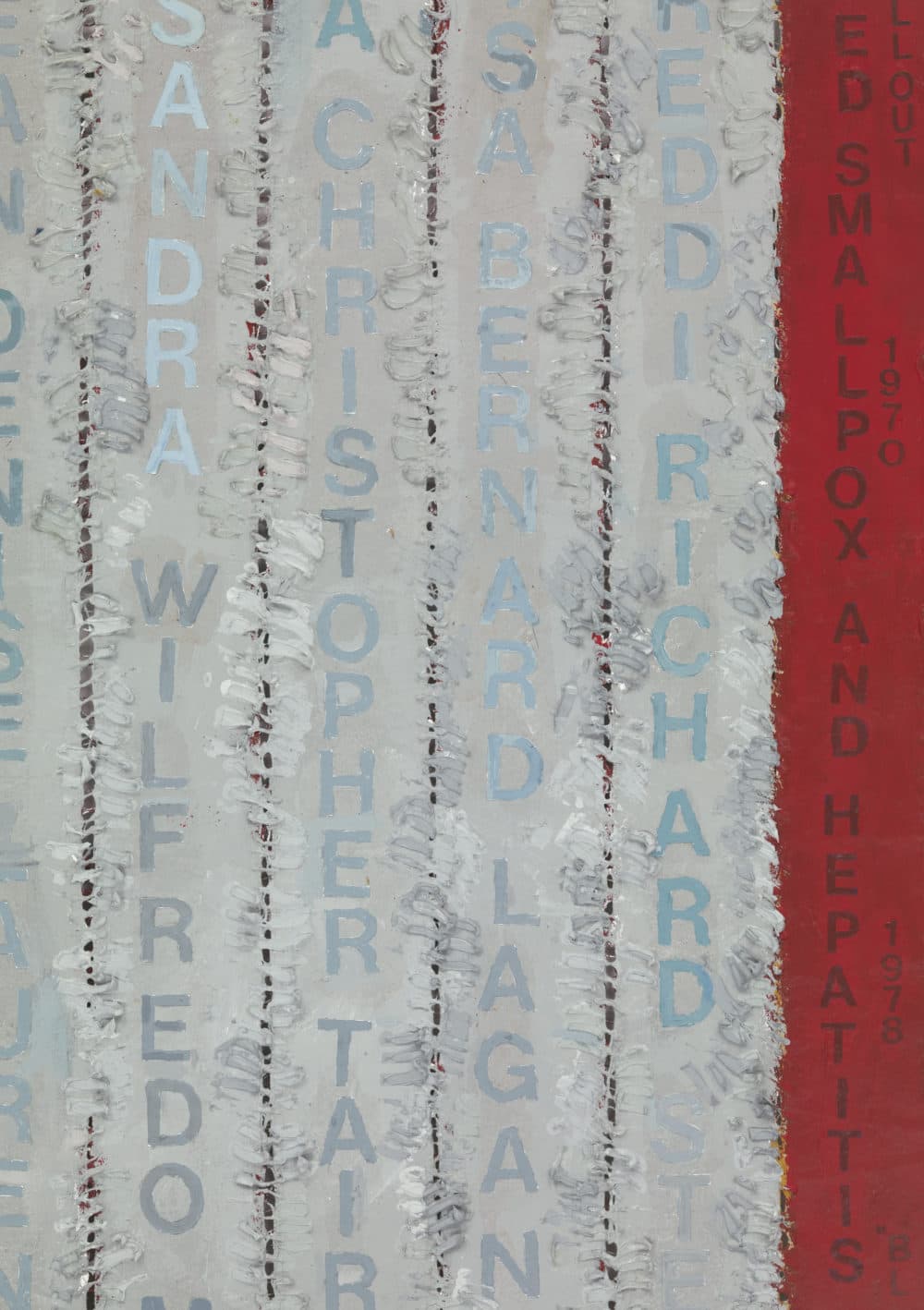 Howardena Pindell's "Separate But Equal Genocide: AIDS," created 1991-1992. (Courtesy of the artist and Garth Greenan Gallery, New York)