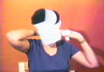 A still from Howardena Pindell's "Free, White and 21," made in 1980. (Courtesy Museum of Contemporary Art Chicago, Garth Greenan Gallery, New York)