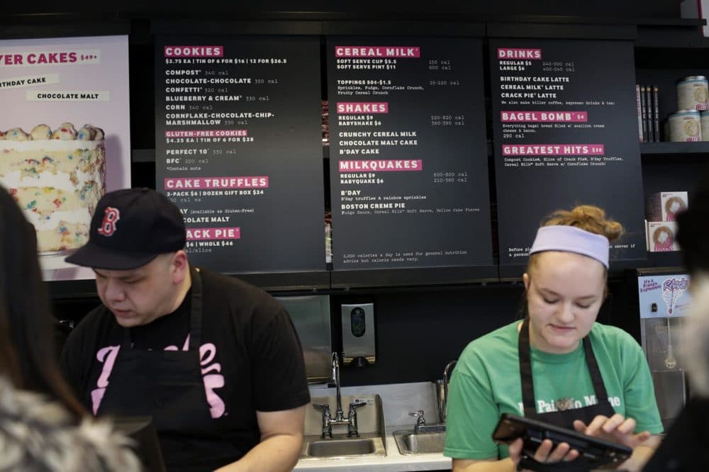 The menu at Milk Bar in Harvard Square. (Hadley Green for WBUR)