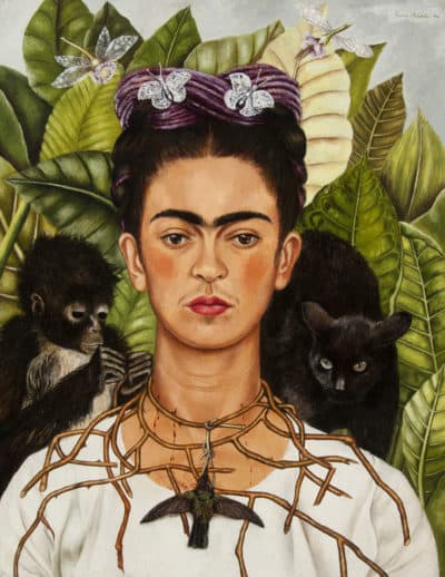 Frida Kahlo's "Self‑Portrait with Thorn Necklace and Hummingbird," painted in 1940. (Courtesy Museum of Fine Arts, Boston)
