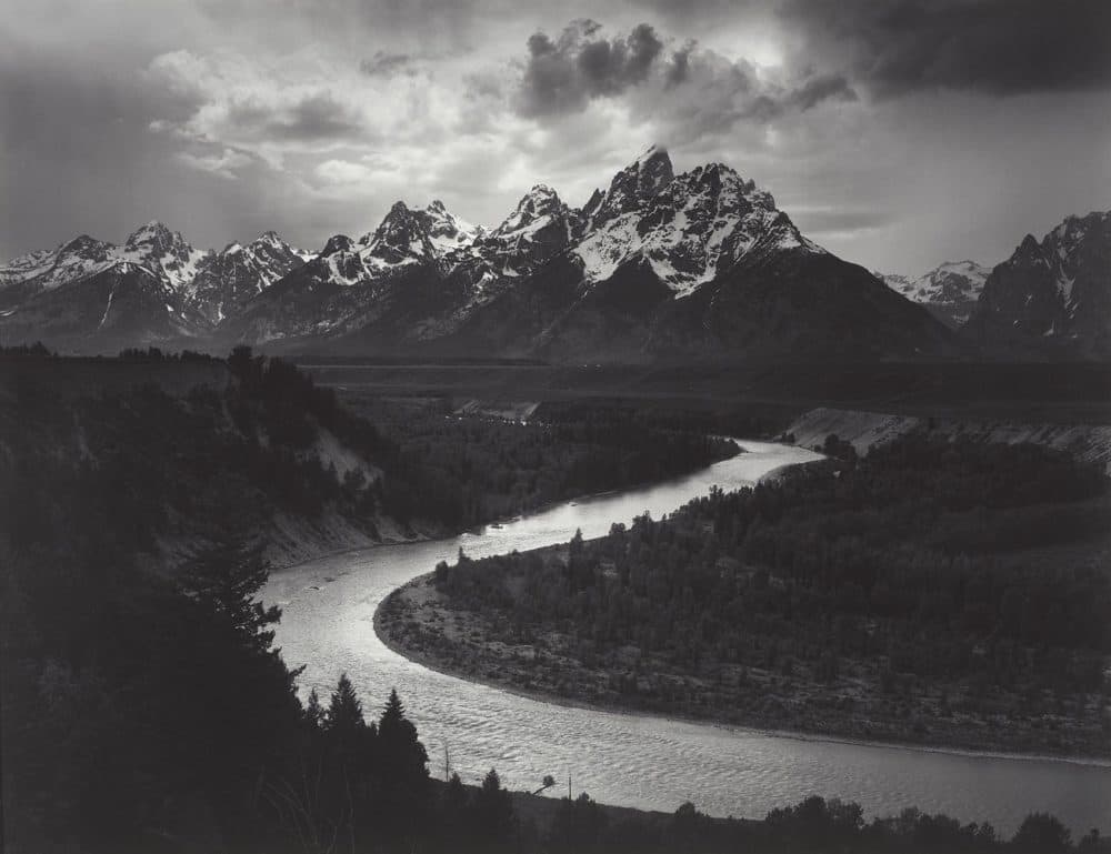 Ansel Adams' photograph of "The Tetons and Snake River, Grand Teton National Park, Wyoming," taken in 1942. (Courtesy Museum of Fine Arts, Boston)