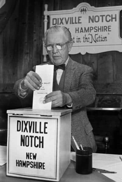 In this Feb. 28, 1984, file photo, Neil Tillotson gets ready to cast the first ballot in the N.H. presidential primary in Dixville, N.H. (Jim Cole/AP)