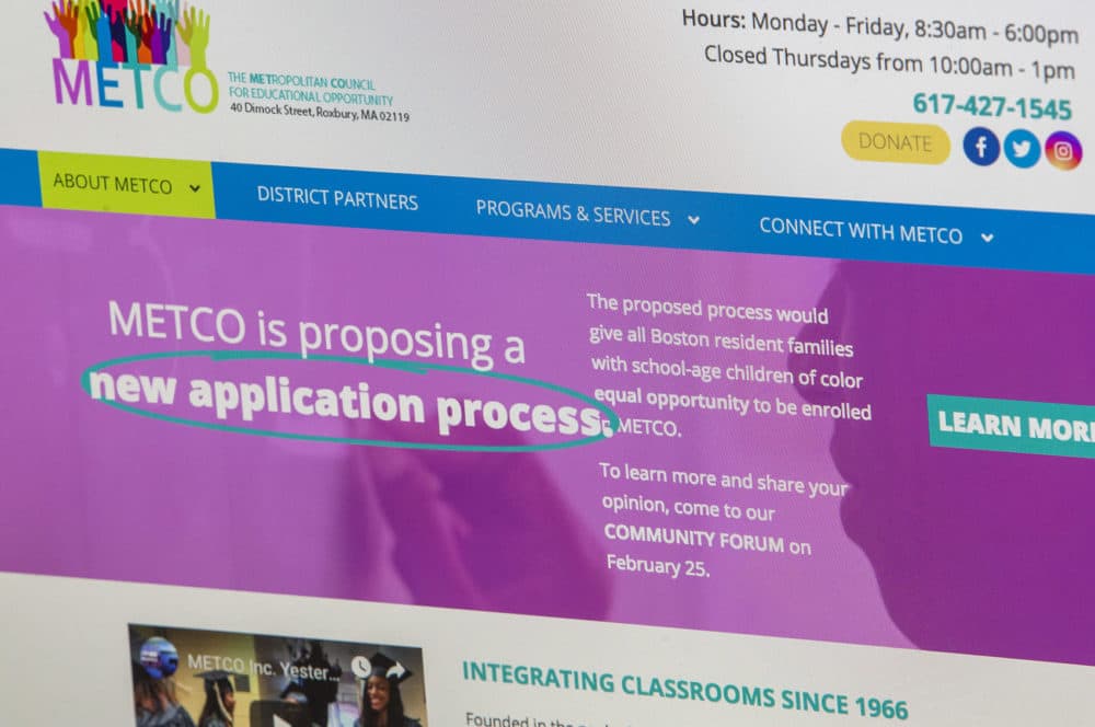The METCO website is seen on Feb. 26, 2019. (JesseCosta/WBUR)