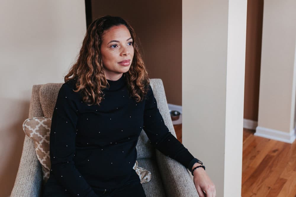 Kristin Ware at her Hyde Park townhouse in Chicago. Ware and her 2-year-old son are moving to Charlotte, N.C., in the spring. (Danielle Scruggs for Here & Now)