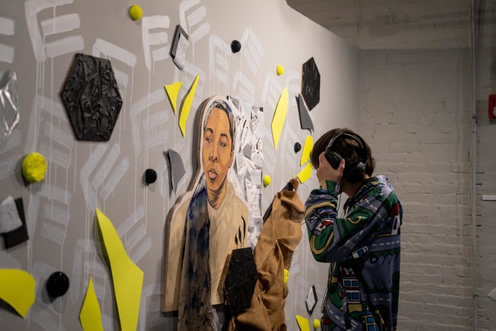 The power of "Enigma" also derives from the tactility and rich texture of the paintings -- an invitation to physically interact with the pieces. (Courtesy Faizal Westcott/Urbano Project)