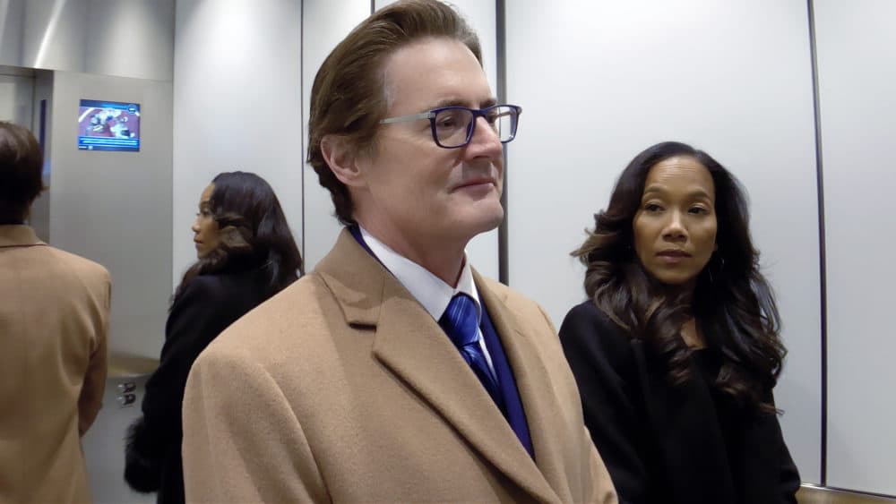 Kyle MacLachlan as David Seton and Sonja Sohn as Myra in "High Flying Bird," directed by Steven Soderbergh. (Courtesy Peter Andrews/Netflix)