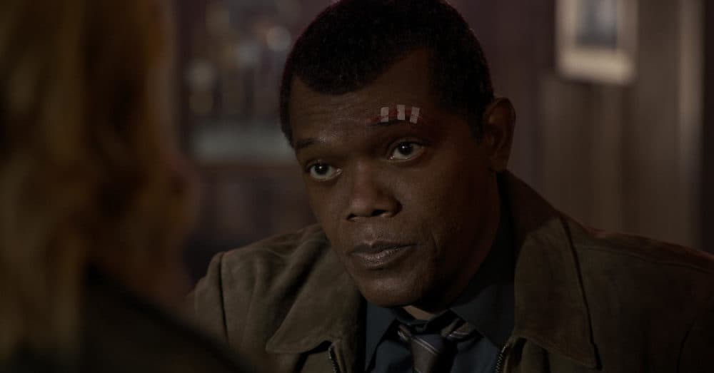 Samuel L. Jackson as Nick Fury in "Captain Marvel." (Courtesy Chuck Zlotnick/Marvel Studios)