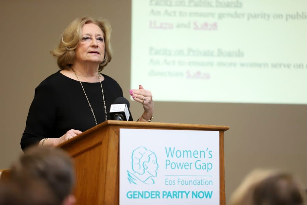 "We have a very strong obligation here, because it doesn't work unless it's deliberate," Rep. Patricia Haddad said Tuesday at a State House briefing calling for gender parity on public boards and commissions. (Sam Doran/SHNS)