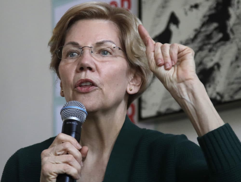 Democratic presidential candidate Sen. Elizabeth Warren, D-Mass., speaks at a campaign house party, Friday, March 15, 2019, in Salem, N.H. (Elise Amendola/AP)
